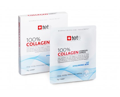 100% Collagene Hydrogel Mask /Tete/ Гидроколлагеновая маска моментального действия, упаковка (4 штуки)